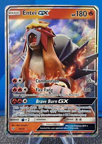 Entei GX 10/73 Shining Legends Holo Ultra Rare Pokemon TCG NM