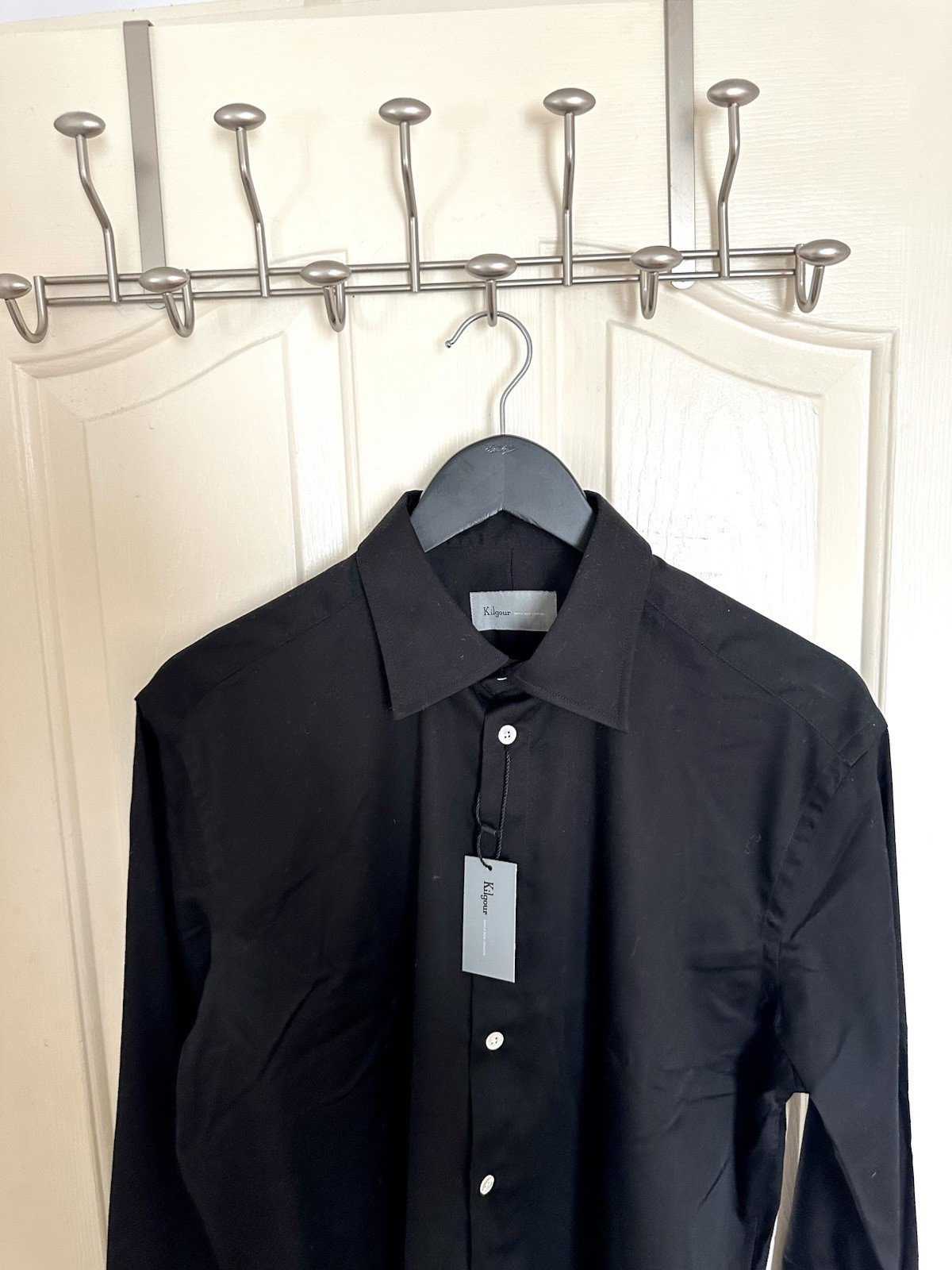 Camicia elegante Kilgour Savile Fila cotone leggero taglia 40 colletto 17 1 2 nero