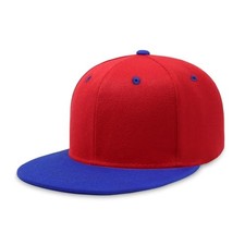 Flat Bill Visor Classic Snapback Hat Blank Adjustable Brim One Size Red/Blue