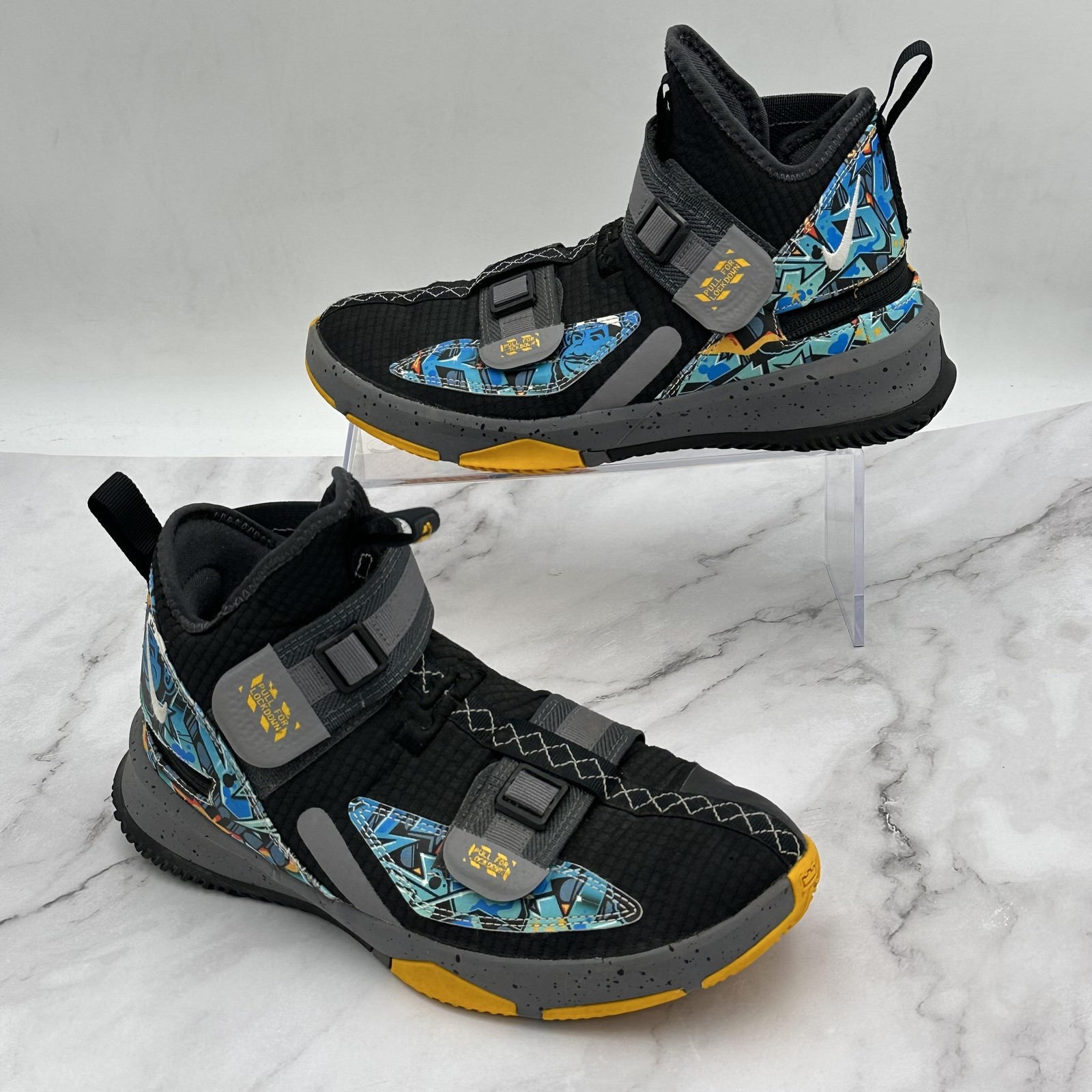 Youth Size 7y Black Graffiti Strap Basketball Kids Cj1317-07
