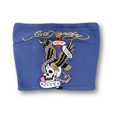 ED HARDY &ldquo;NYC Skull&rdquo; BLUE TUBE TOP