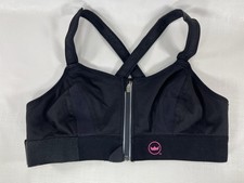 SheFit Athletic Zip Front Close Wirefree Wireless 110002 Black Sports Bra 1Luxe