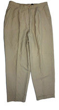 Vintage 90s Lauren Ralph Lauren Pants Womens 16W Silk Linen Pleated Cuffed Class