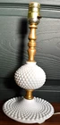 Vintage White Hobnail Milk Glass Table Lamp