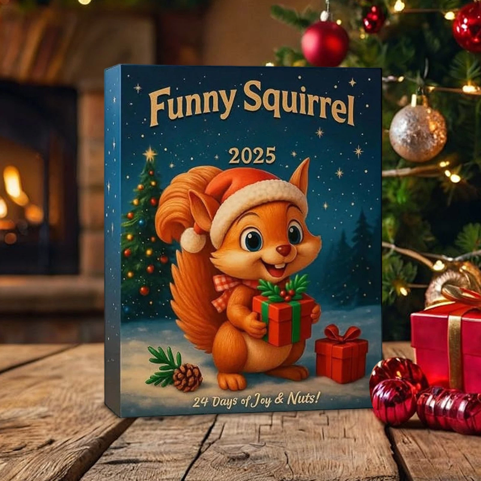 Christmas Countdown Funny Squirrel Advent Calendar 2025, 24 Days 2D Blind Boxes
