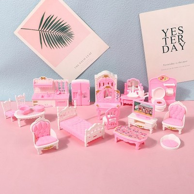 1Set Mini Dollhouse Furniture Accessoies Kitchen Bedroom Living Room Bathroom