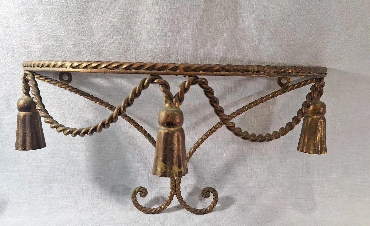 Newel Rope & Tassel Gilt Wall Shelf