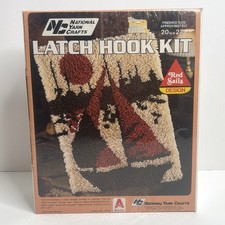 National Yarn Crafts Vintage Latch Hook Rug Design Kit Red Sails Sailboat - New