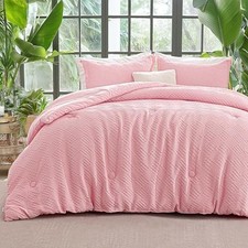 Waffle Comforter Queen Size - Super 3 Piece-Queen 90"X90" 16 Pink Waffle