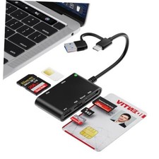 7 in 2 USB C/A SIM Card Adapter for iPhone,Smart Card USB A/C SIM Reader Black