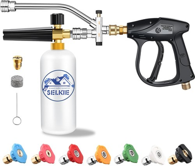 #ad Foam Cannon with Pressure Washer Gun and Dual Connector 3 in 1 Car Foam Cann... $49.09