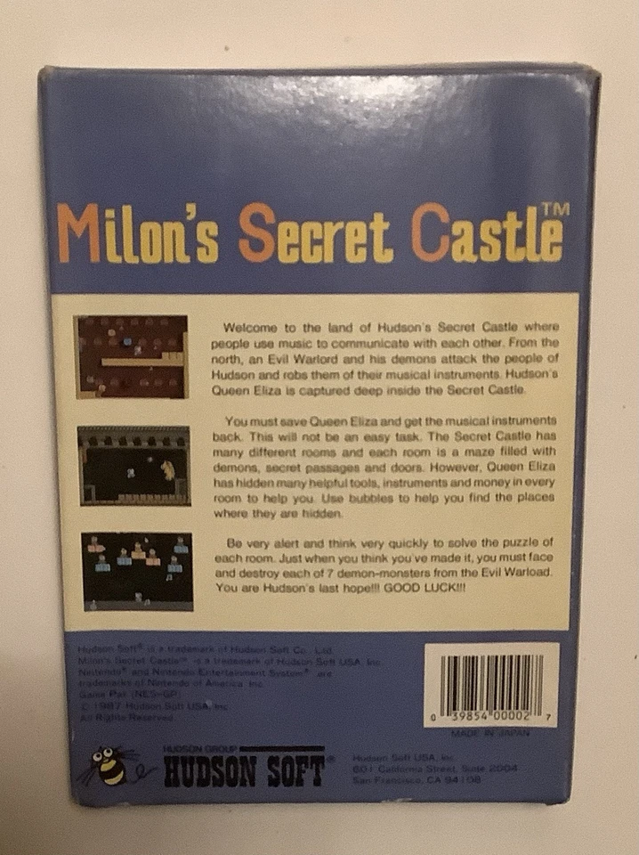 MILON'S SECRET CASTLE Nintendo NES Hudson Soft COMPLETE IN BOX Manual CIB - Image 2 of 4