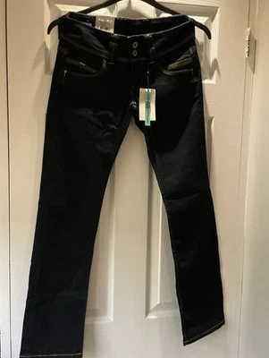 Pantalones de mezclilla PEPE para mujer ajustados rectos Venus W27 L30 azul marino algodón - Imagen 1 de 4