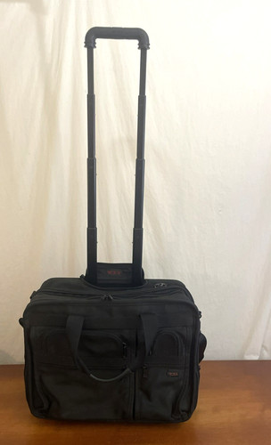 TUMI 2206D3 Black Ballistic Wheeled Expandable Briefcase/Carry On Bag w/Strap