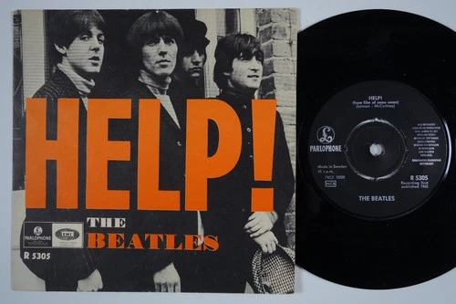 BEATLES Help RARE Sweden 45 LIGHT ORANGE VARIANT swedish STUNNING p/s HEAR!