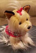 Russ Berrie Realistic Yorkshire Terrier Dog Plush, Approx 11" With Red Jacket