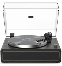 Turntable Record Player with Built-in Speakers, Vinyl Record Player, Black