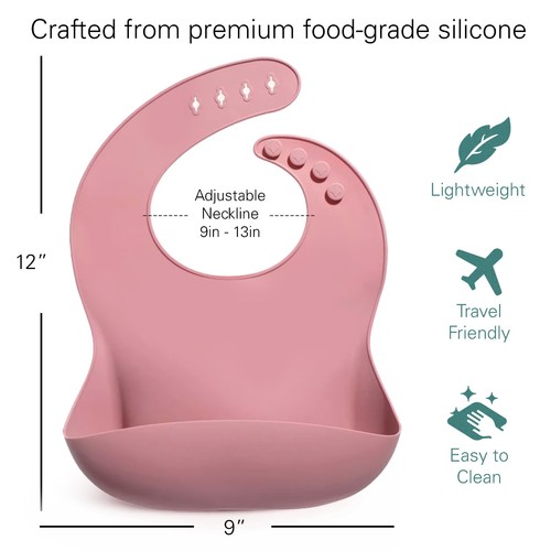 Sperric Silikon Baby Lätzchen - weiches Silikon Lätzchen mit Lebensmittelfänger und wasserdicht  - Bild 25 von 43