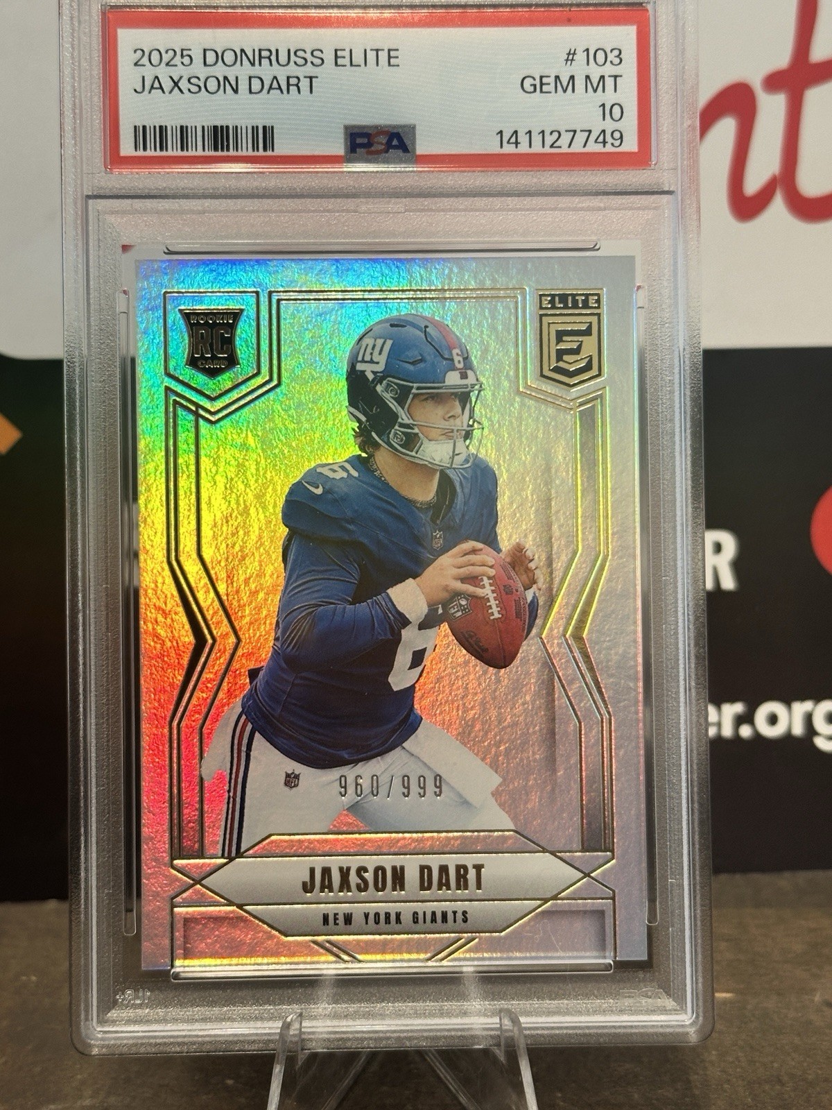 2025 Donruss Elite Jaxson Dart Rookie PSA 10 RC Refractor Low Pop /999 Rare