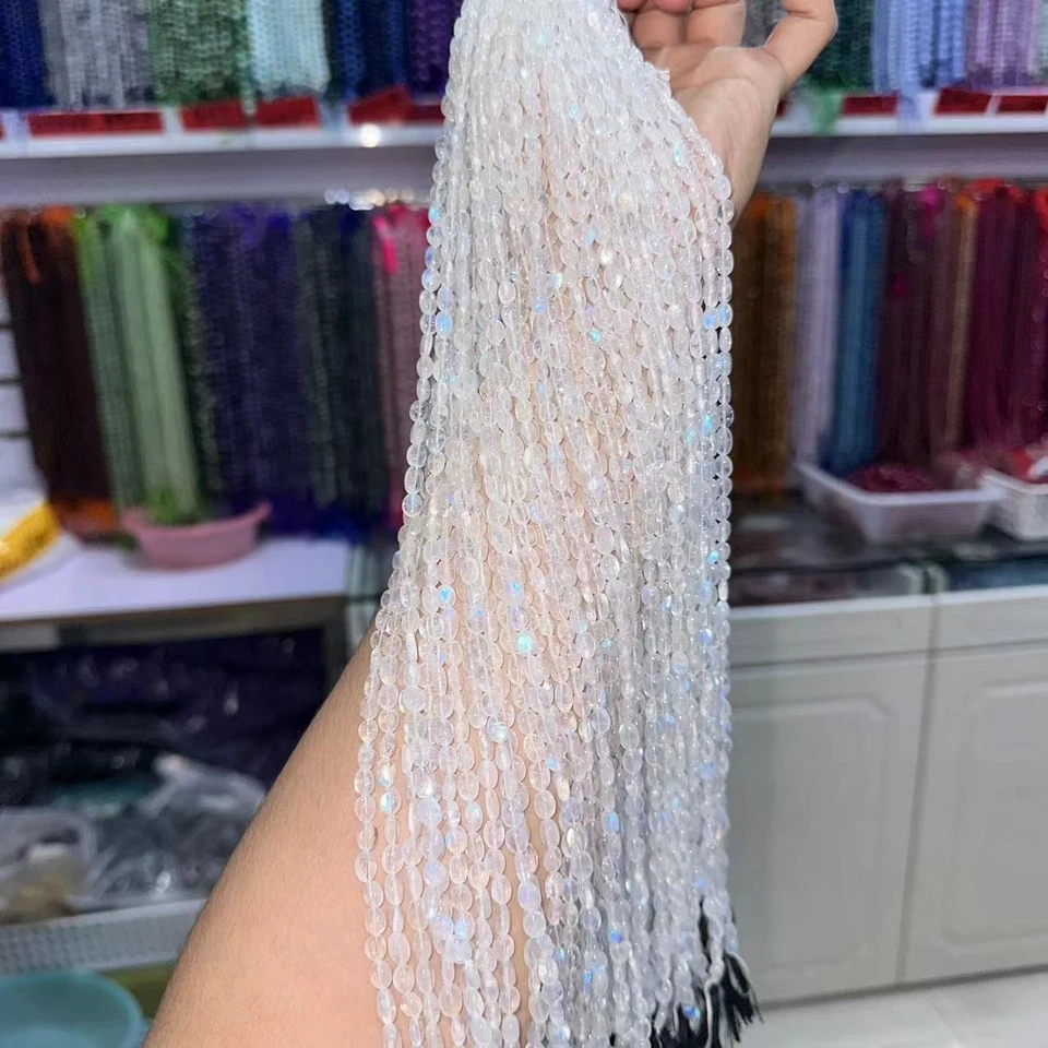 High Quality Oval Sri Lanka Natural Blue Moonstone Beads for Jewelry Making DIY - Image 4 of 4