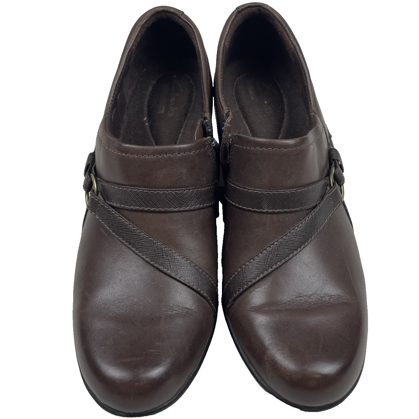 Clarks Collection Pumps Women's Brown 8M Leather Ankle Bootie Shoes Side Zip