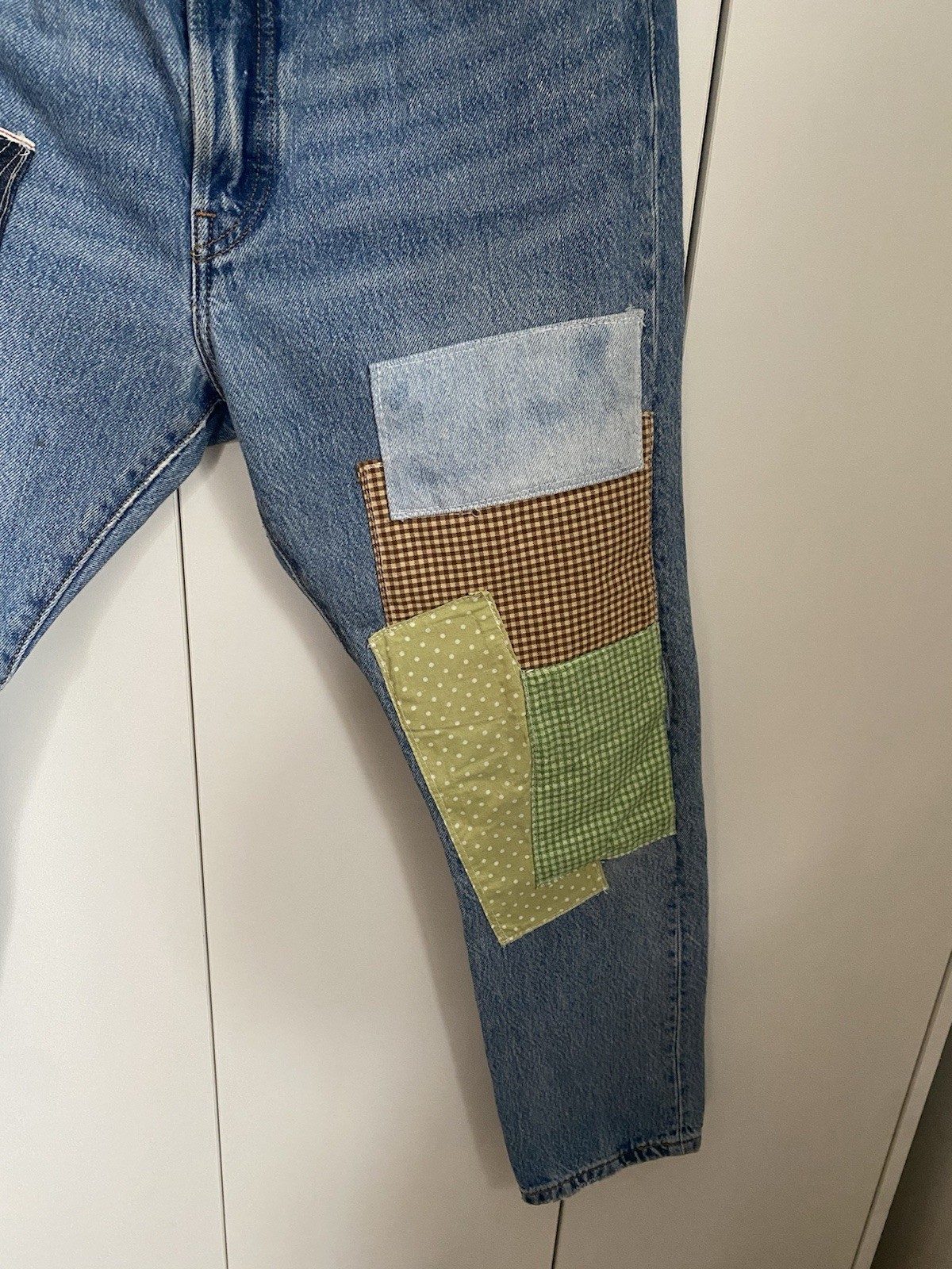 Levi's Premium Patchwork Distressed Straight Blue… - image 4