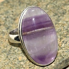 Banded Amethyst 925 Silver Plated Gemstone Ring Us 8 Aesthetic Jewellery GW