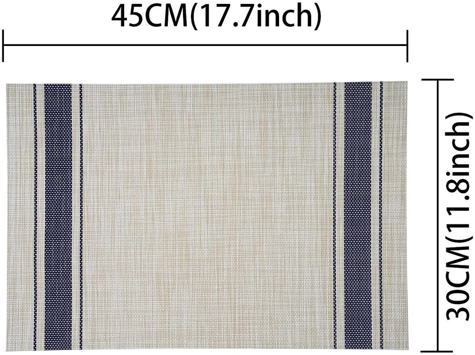 Heat Resistant PVC Table Placemat Set for Dining Tea Table (Multi, Size:45x30cm) - Image 3 of 3