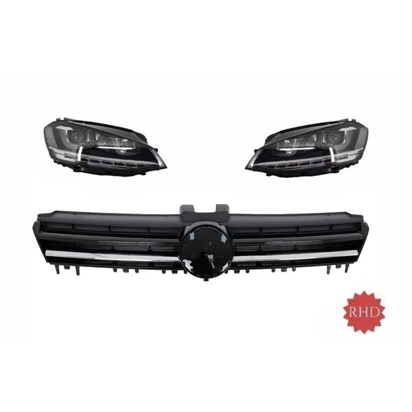 RHD Scheinwerfer LED Dynamisch Grille FüR VW Golf 7 VII 12-17 R-Line Look Chrom-image