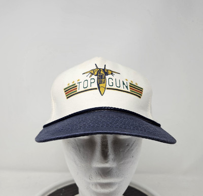 Top Gun Hat Cap Snap Back White Navy Rope Two Tone Movie Vintage Style Mens