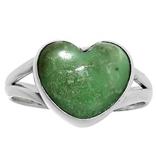 Heart Utah Variscite 925 Sterling Silver Ring Size 8 Natural Green Gem