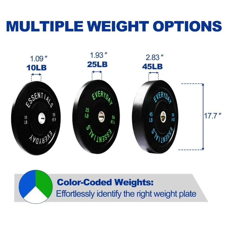 Placa de peso olímpica con buje de acero, negra, juego de 160 libras Foto 3 de 4