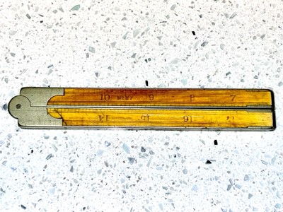 Antique Stanley No. 87 White & Silver 4 fold 2 foot Carpenter's Rule Ruler