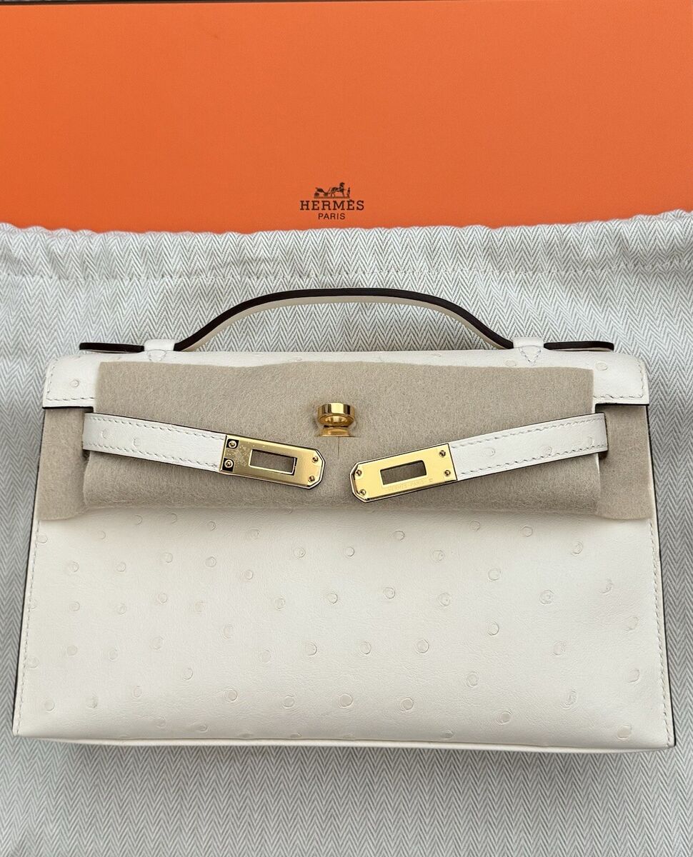 NIB HERMES KELLY POCHETTE NATA OSTRICH GHW B STAMP 2024 NIB HERMES KELLY POCHETTE NATA OSTRICH GHW B STAMP 2024