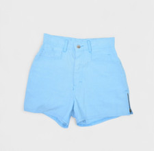 Vintage Gitano Shorts Womens 8 26" Blue High Waist Mom Side Zip Cotton Blend