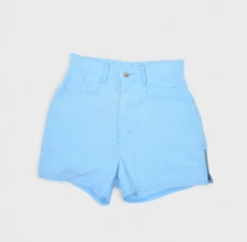 Vintage Gitano Shorts Womens 8 26" Blue High Waist Mom Side Zip Cotton Blend