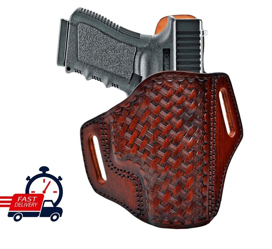 Leather Belt Holster Fits Colt 1911 - Genuine Leather - Handmade - Right Hand-image