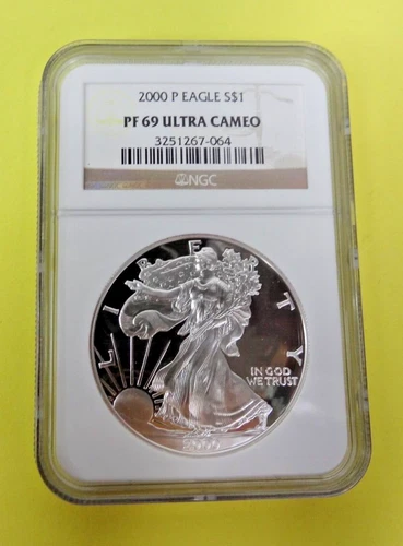 2000 P American Silver Eagle S$1 PF 69 Ultra Cameo NGC