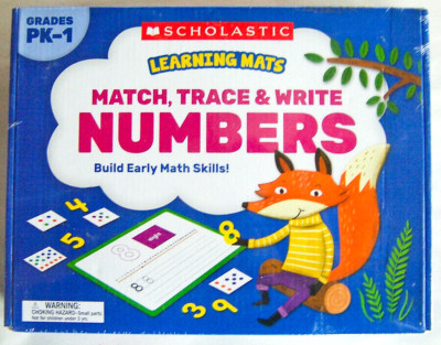 Scholastic: MATCH, TRACE & WRITE NUMBERS Learning Mats, for PK-1, Factory Sealed