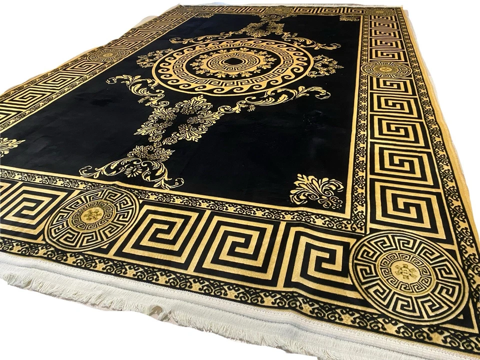Carpet meander 300 x 200 Versac Medusa design carpet rug gold black classy New - Image 2 of 4