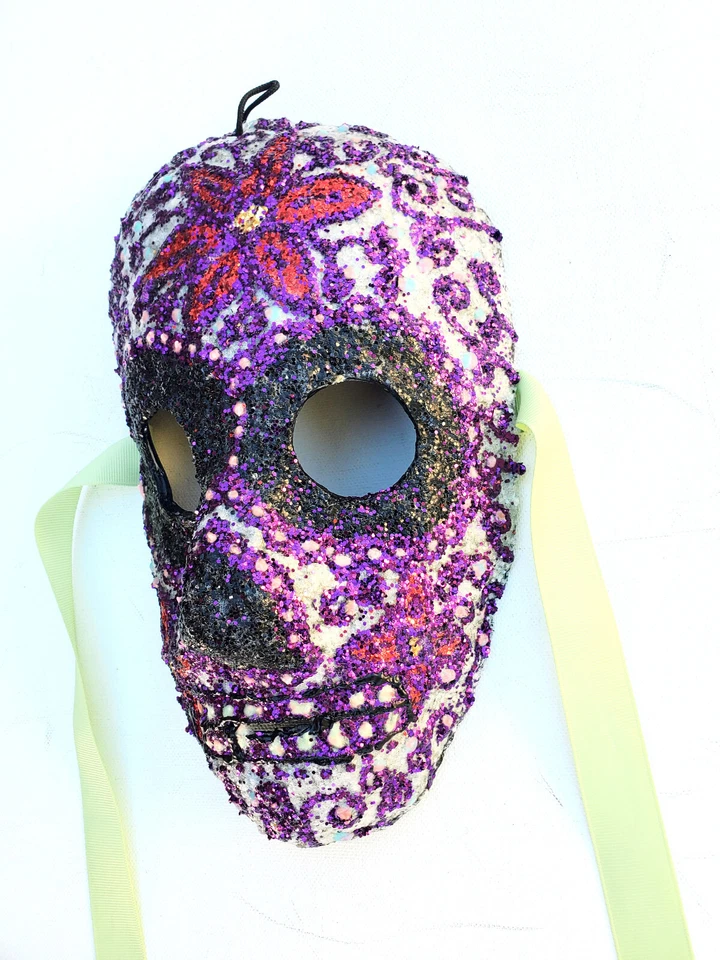 Purple Day of the Dead Mask Handmande One of a kind Mask Adult or Wall Art - Image 2 of 4
