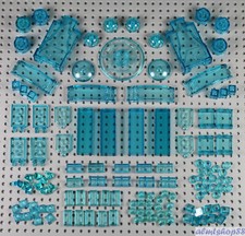 LEGO - Assorted Lot 130 Translucent Light Blue Pieces Plates Tiles Bricks Trans