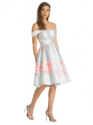 Chi Chi London Petite Prom Bardot Floral Occasion Party Dress 10