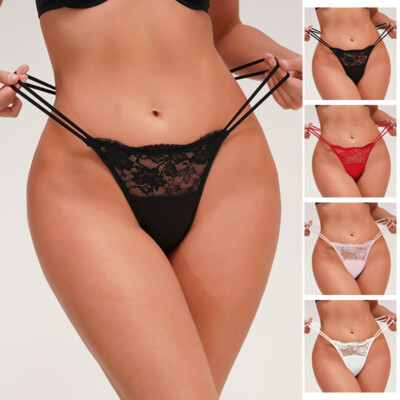 4PCS/LOT Sexy Ladies Womens G String Thongs Panties Brief Sheer Lace Underwear