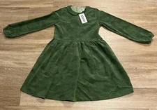 NWT Molo Childs Girl's Dress Size 158/164 Green Corduroy Swan Bird Nature