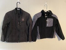 Spyder Boys Quilted Jacket Size Medium 10/12 Fleece Black
