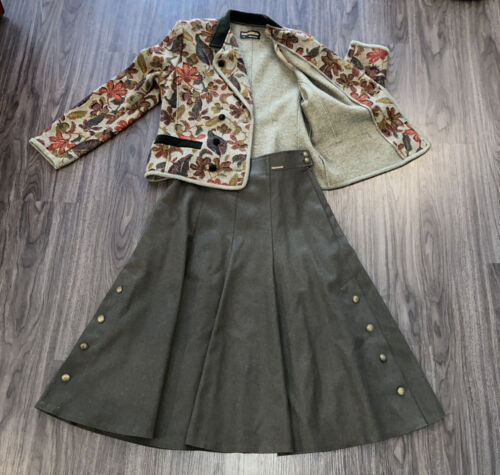 Geiger Eggplant Wool Blazer & Skirt SET Size EU 38 / US size 8 - Picture 3 of 13