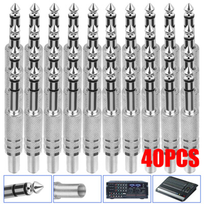 New 40 Pack 1/4'' Male Stereo Audio Cable Jack Connector plugs For TRS Audio##