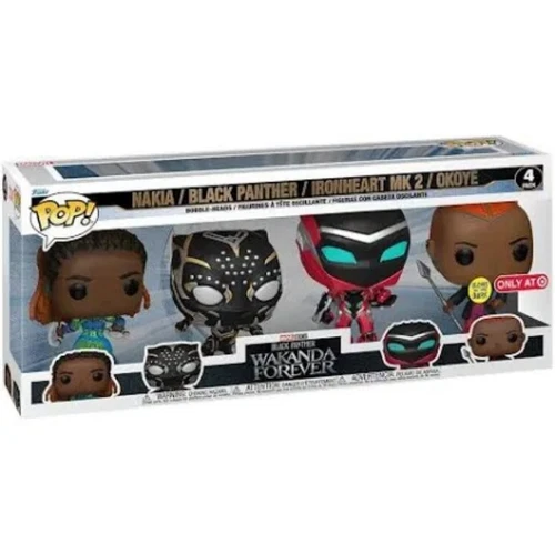 Funko Pop Black Panther Wakanda Forever Figures 4 Pack Set GLOW IN THE DARK