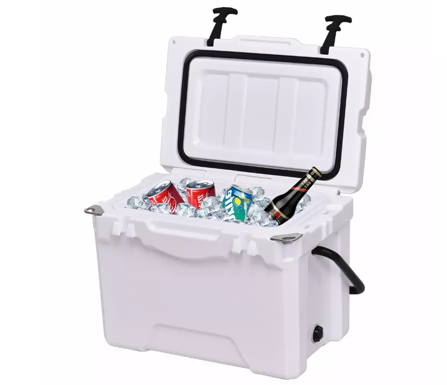 20 qt Handle Lockable Cooler Ice Chest Box Fishing Camping Beverage Cooler  White